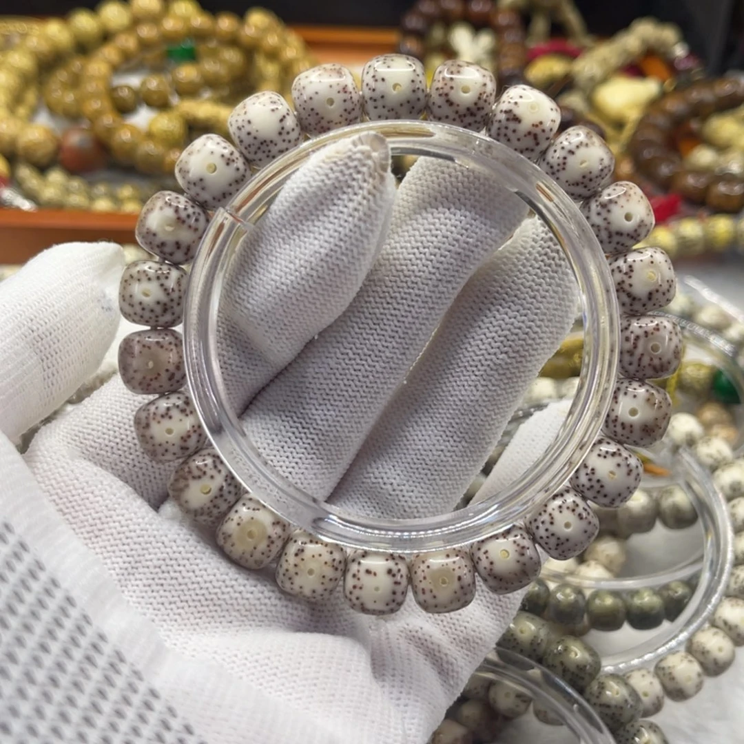 星月菩提手串石玉瓷灰10×9同枝高抛月朗星稀正月