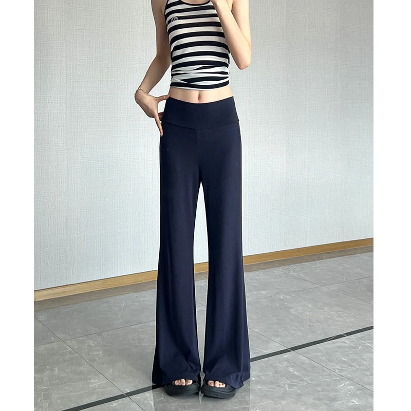 铜氨砂洗螺纹 百搭垂垂裤 宽松直筒拖地裤 显瘦喇叭裤 718