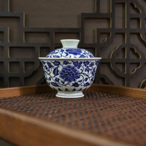 【逸古堂】四时花卉盖碗