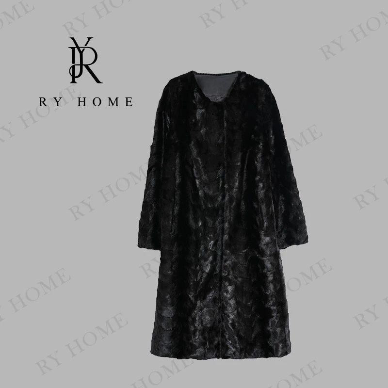 【容雨RYHOME】秋冬长款水貂皮草大衣外套253W2436
