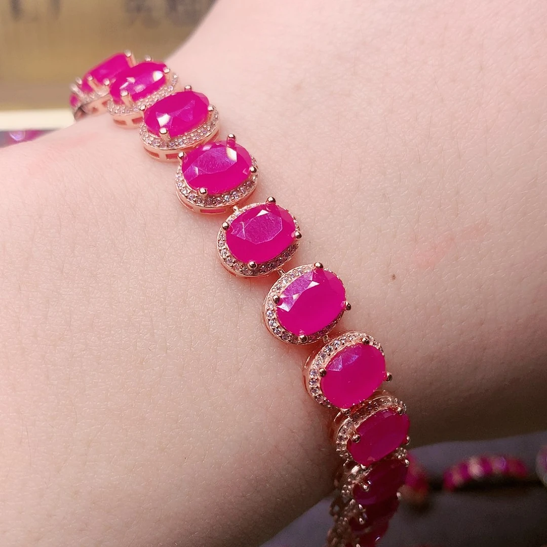 红宝石手链银S925镶嵌