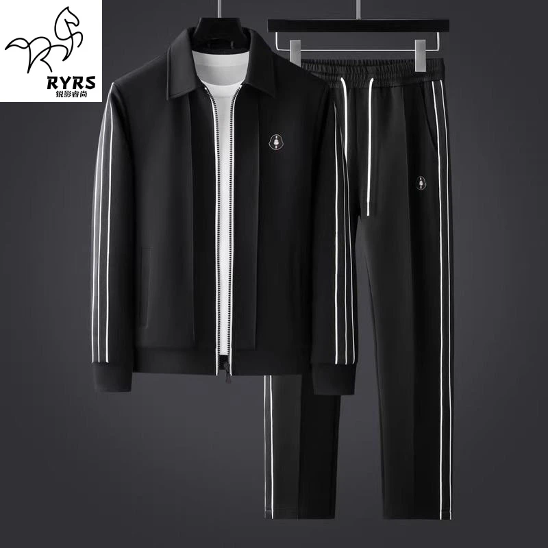 欧货秋冬套装新款运动休闲立体剪裁时尚烫钻开衫夹克外套青年帅气