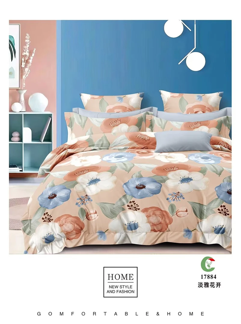 （花开）床单三件套加厚面料双人大床单印花长绒棉