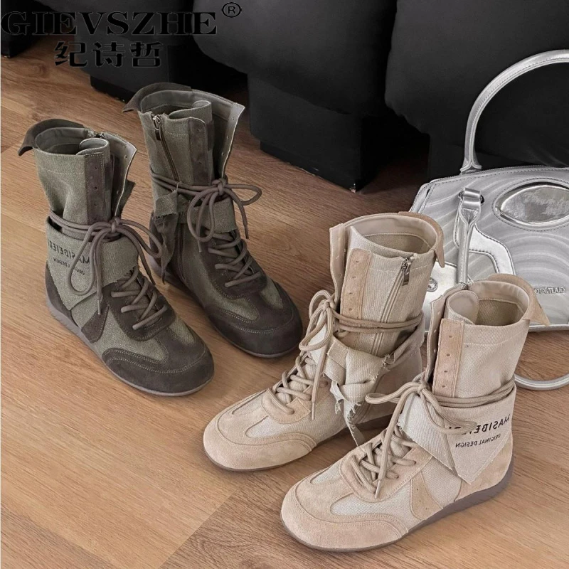 纪诗哲户外徒步马丁靴女2025秋季新款薄款秋季女款西部拳击马丁靴