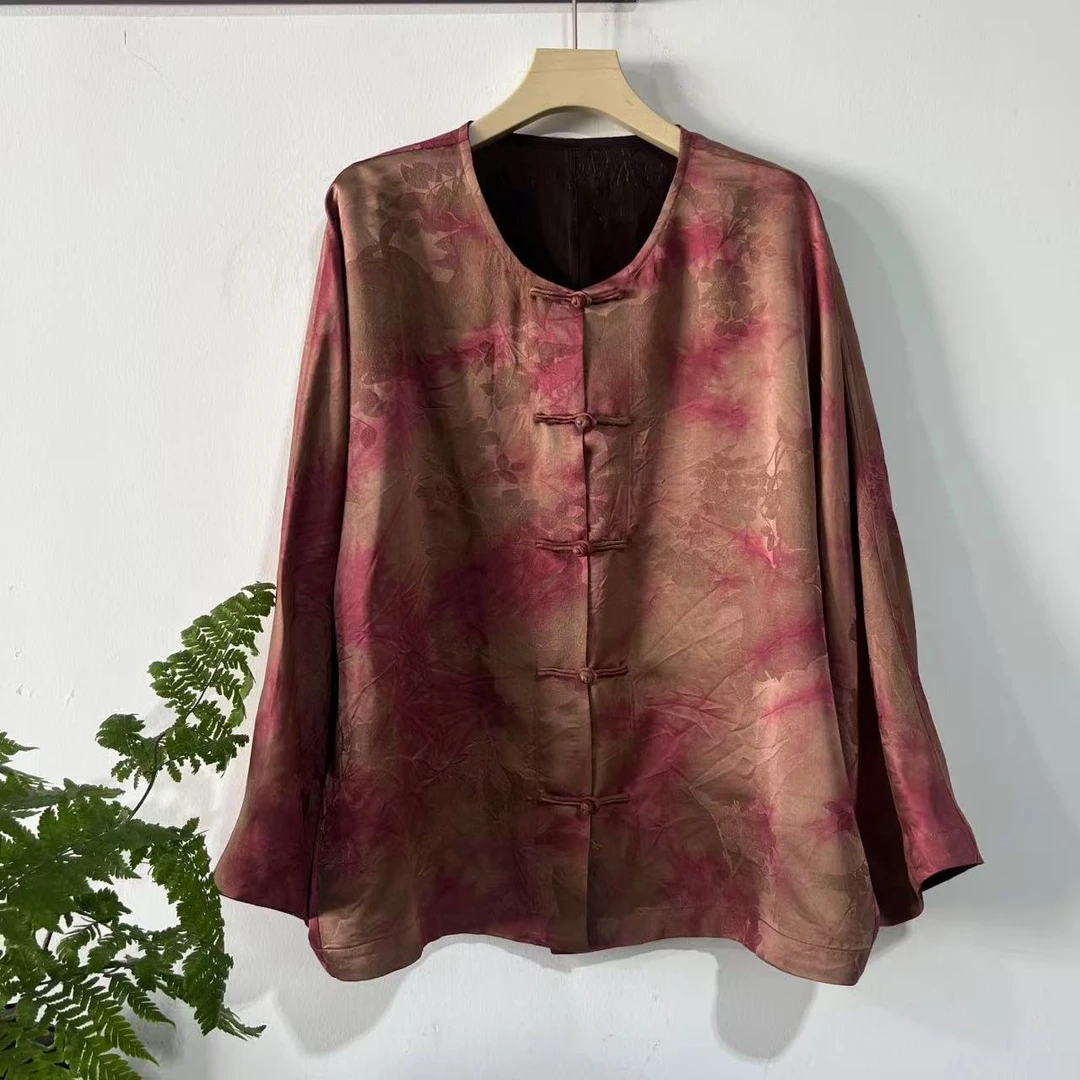 隐叙原创《云归》花萝25姆米双面穿扎染手工盘扣中式国风外套6081