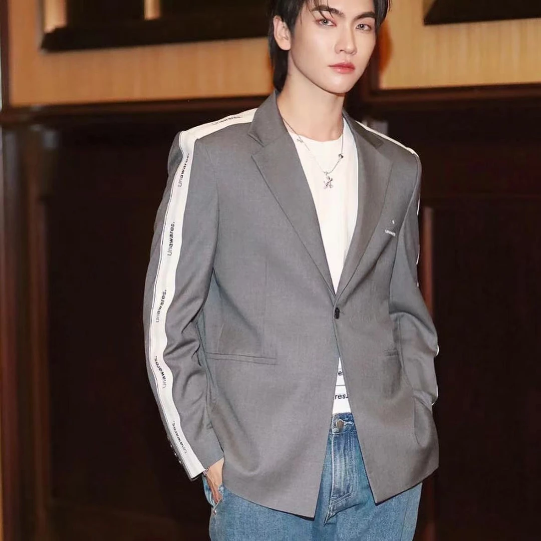 G-20-16  UNA买手店潮牌男女同款两色镶嵌运动元素西装外套 MSJ02