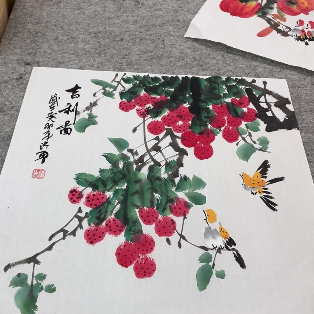 国画纯手绘的山水花鸟