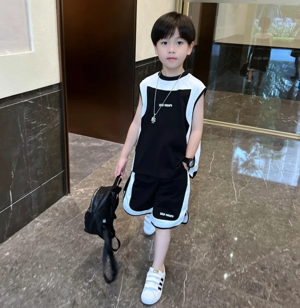 儿童装男童夏装无袖套装2025新款中小童宝宝夏季背心短裤两件套潮