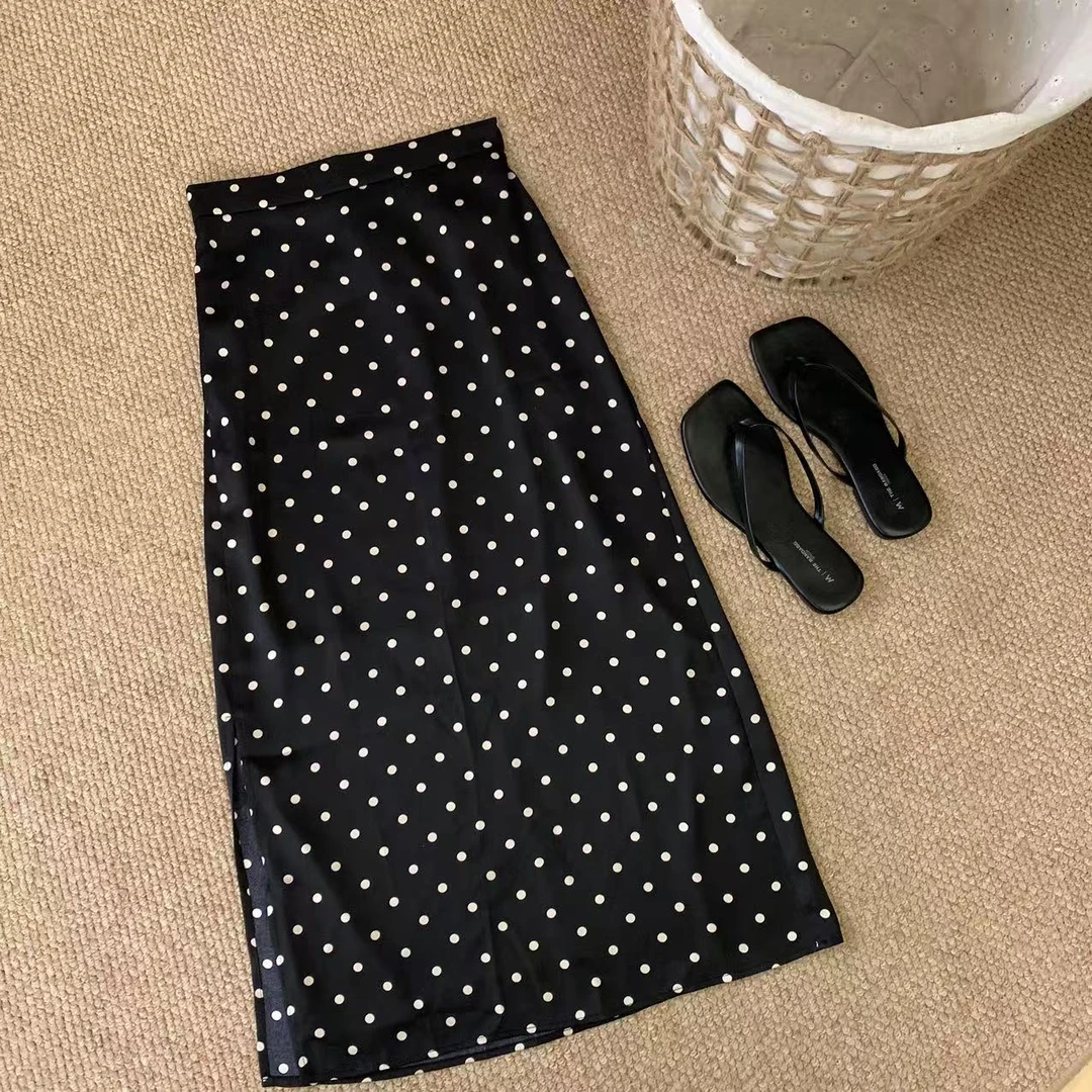 夏季波点百搭A字显瘦半身裙2025新款高腰时尚直筒减龄一步裙