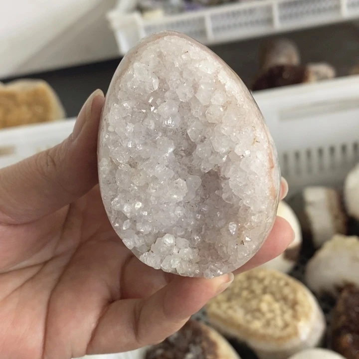 未镶嵌珠宝半成品紫晶白晶蛋