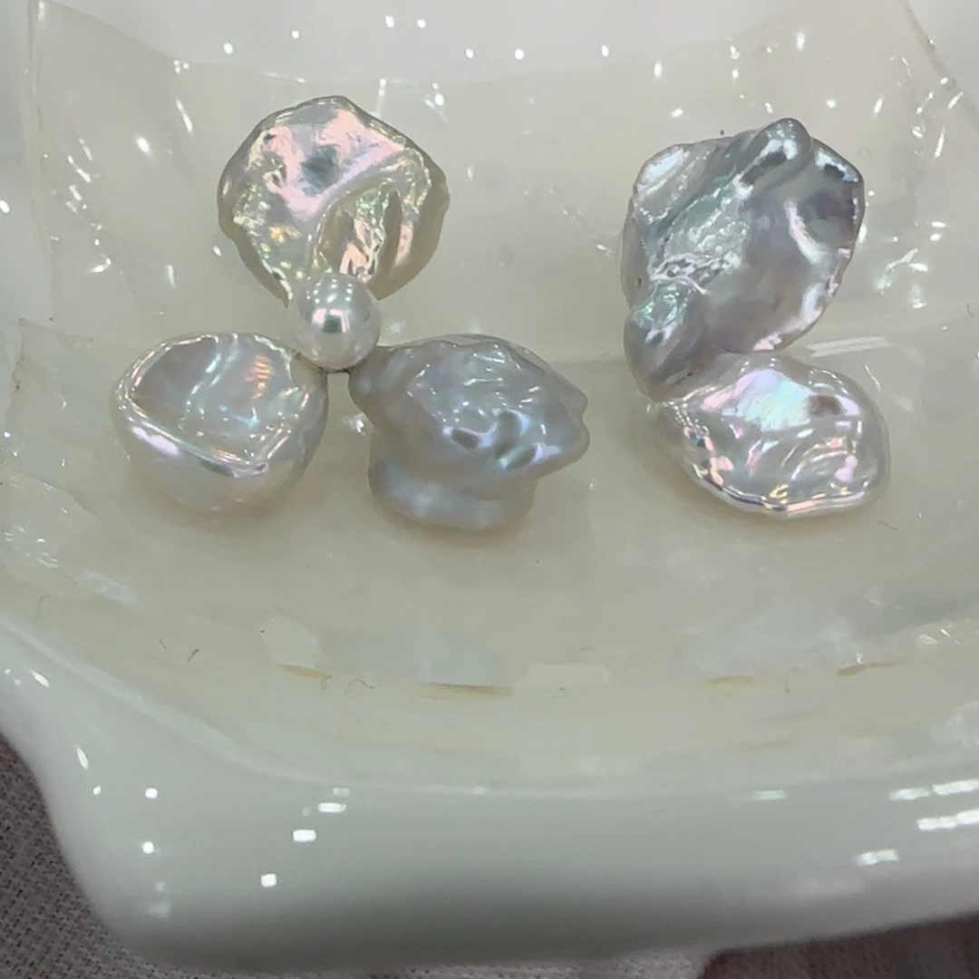 耳饰银S925镶嵌淡水珍珠