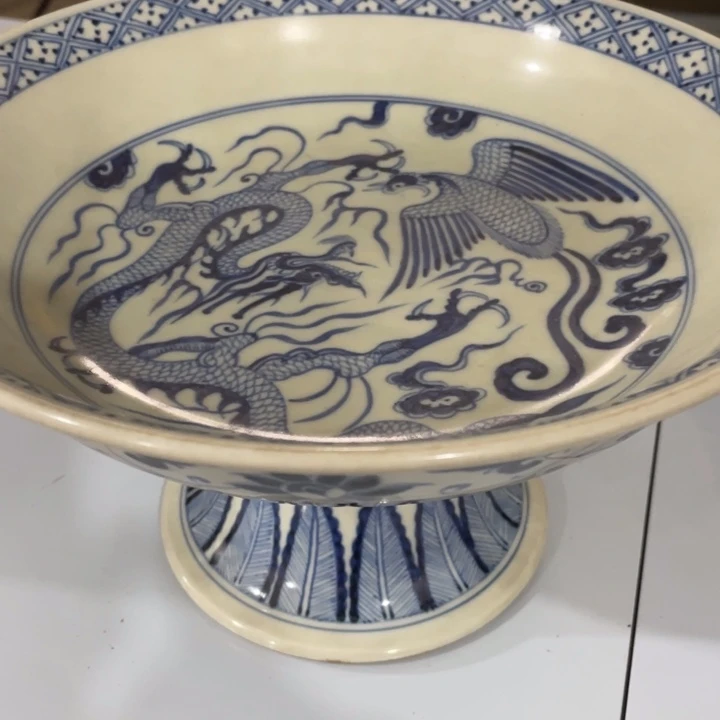 陶瓷永*青花高足盘
