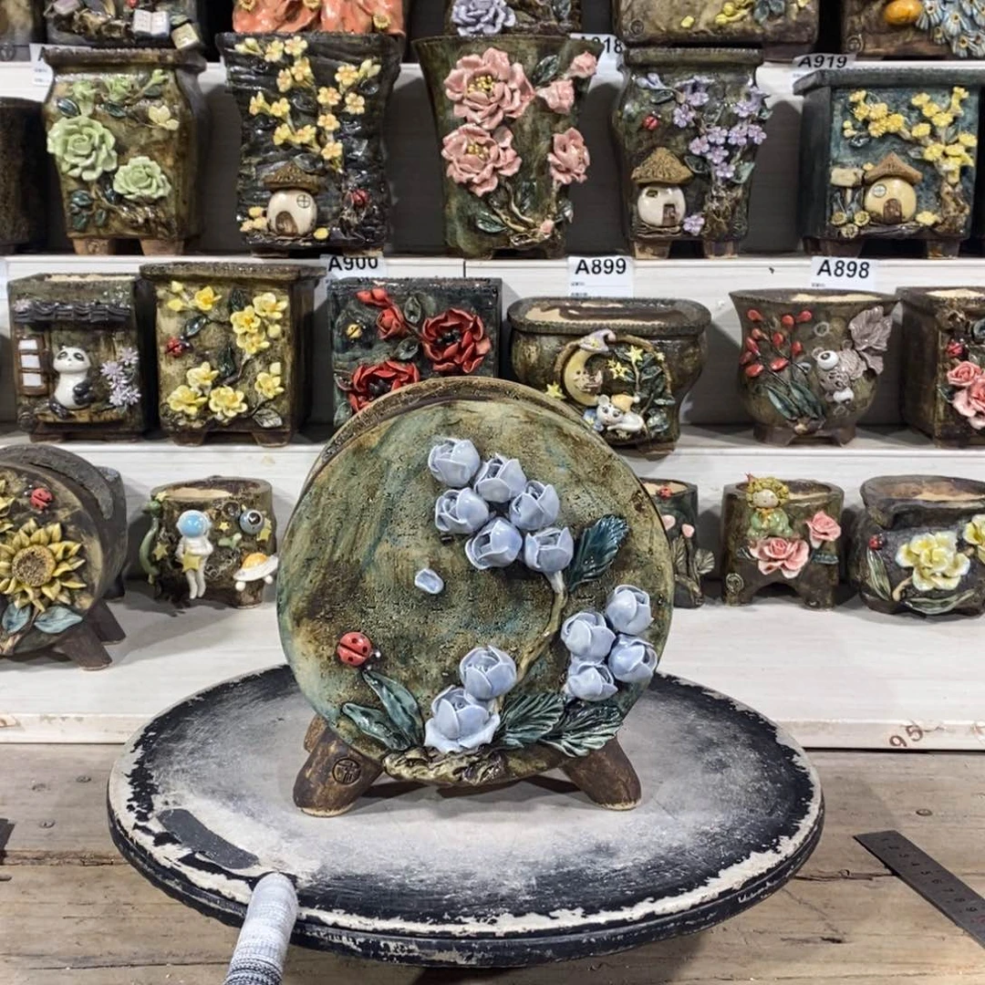 红陶青藤花器多肉花盆