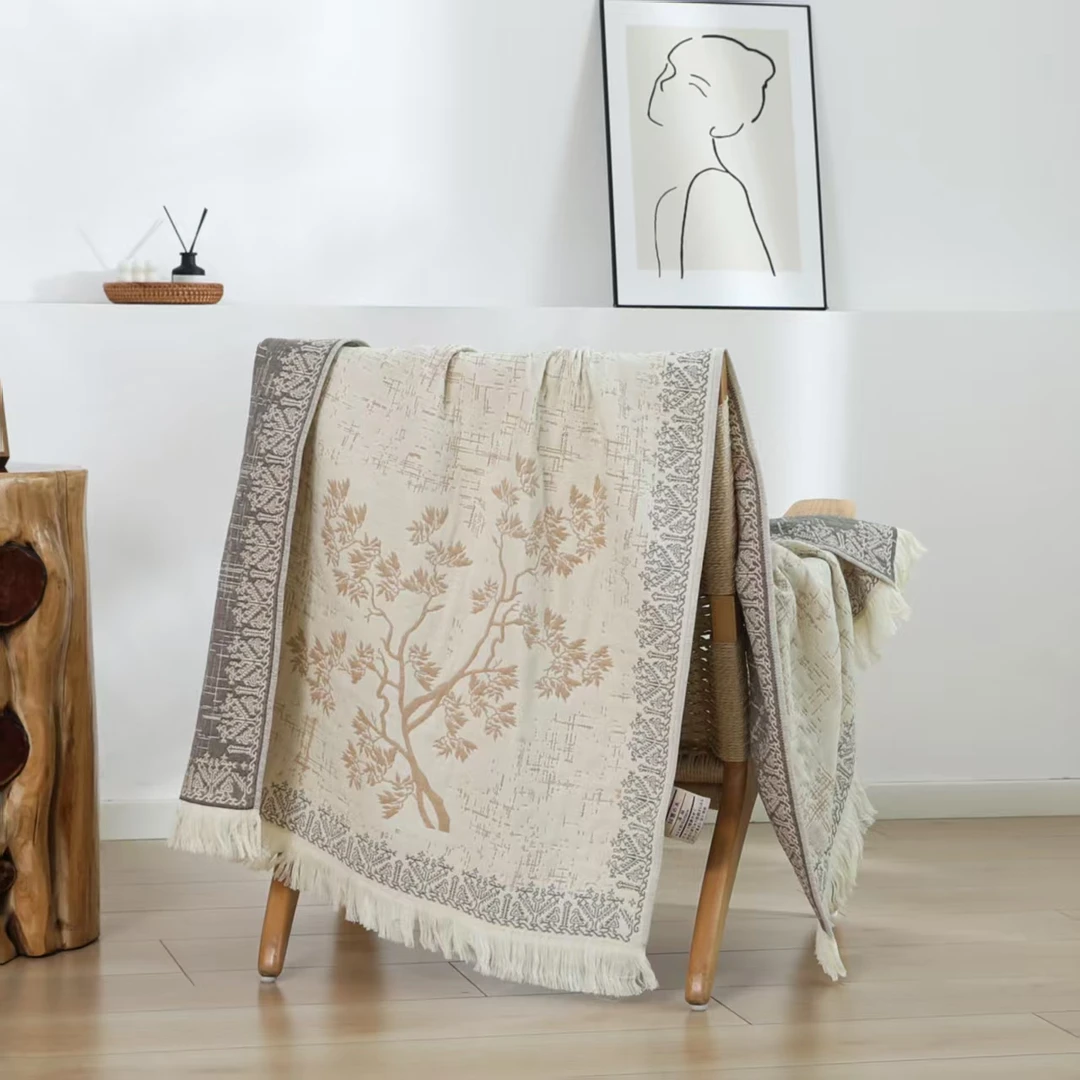 【琼林】汉麻色织素雅加厚多功能浴巾盖巾