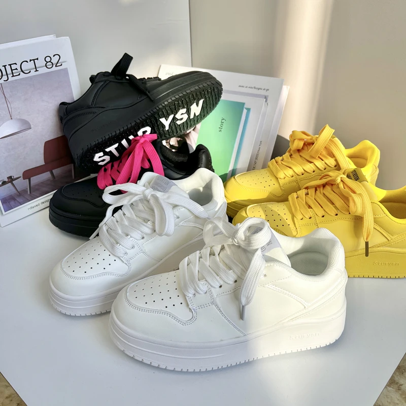 白色厚底增高显腿长面包鞋女ins情侣百搭休闲小白鞋2025春季新款