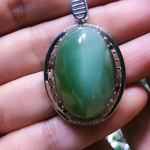 和田玉挂件银S925镶嵌