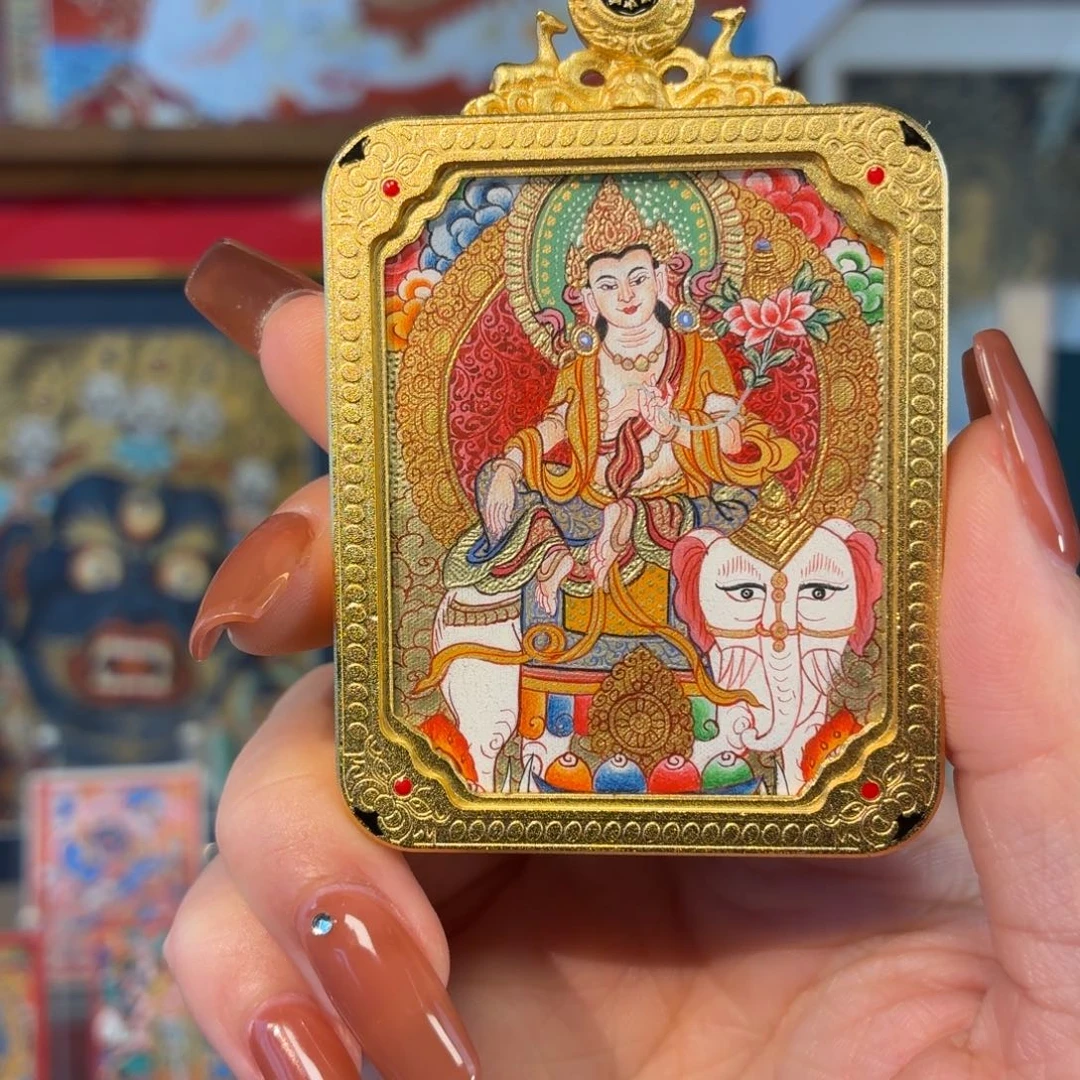 吊坠普贤菩萨 唐卡