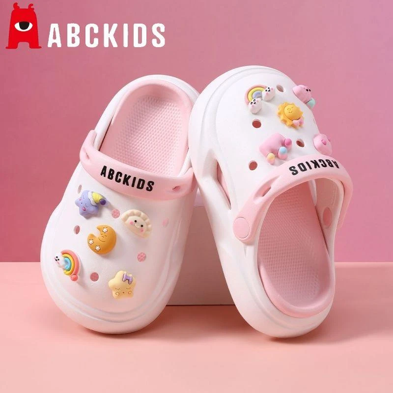 Abckids儿童洞洞鞋女童夏季凉鞋eva软底居家外穿防滑宝宝沙滩拖鞋