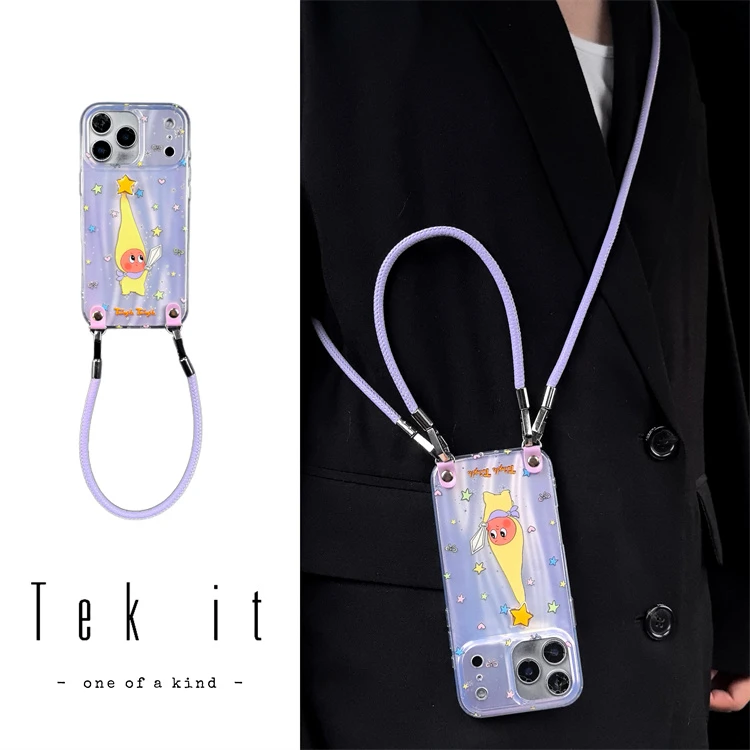 ins紫色高帽持剑星星人适用iPhone17promax手机壳16pro手提15pro