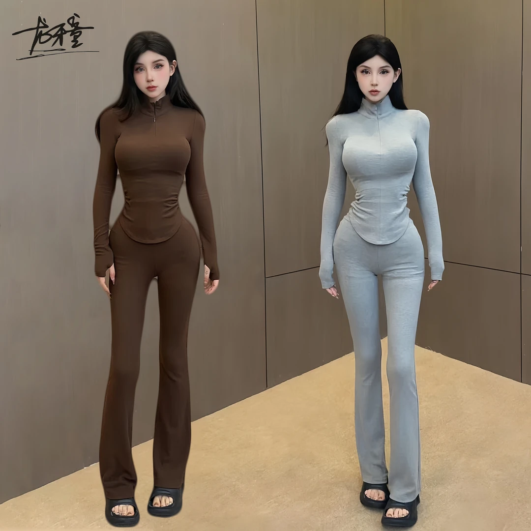 龙牙童推荐【保暖套装】纯欲风辣妹街头时尚套装紧身打底衫修身保暖
