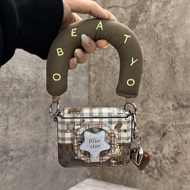 烫金蓝棕小狗适用华为purax手机壳典藏版小米mixflip2斜挎zflip7