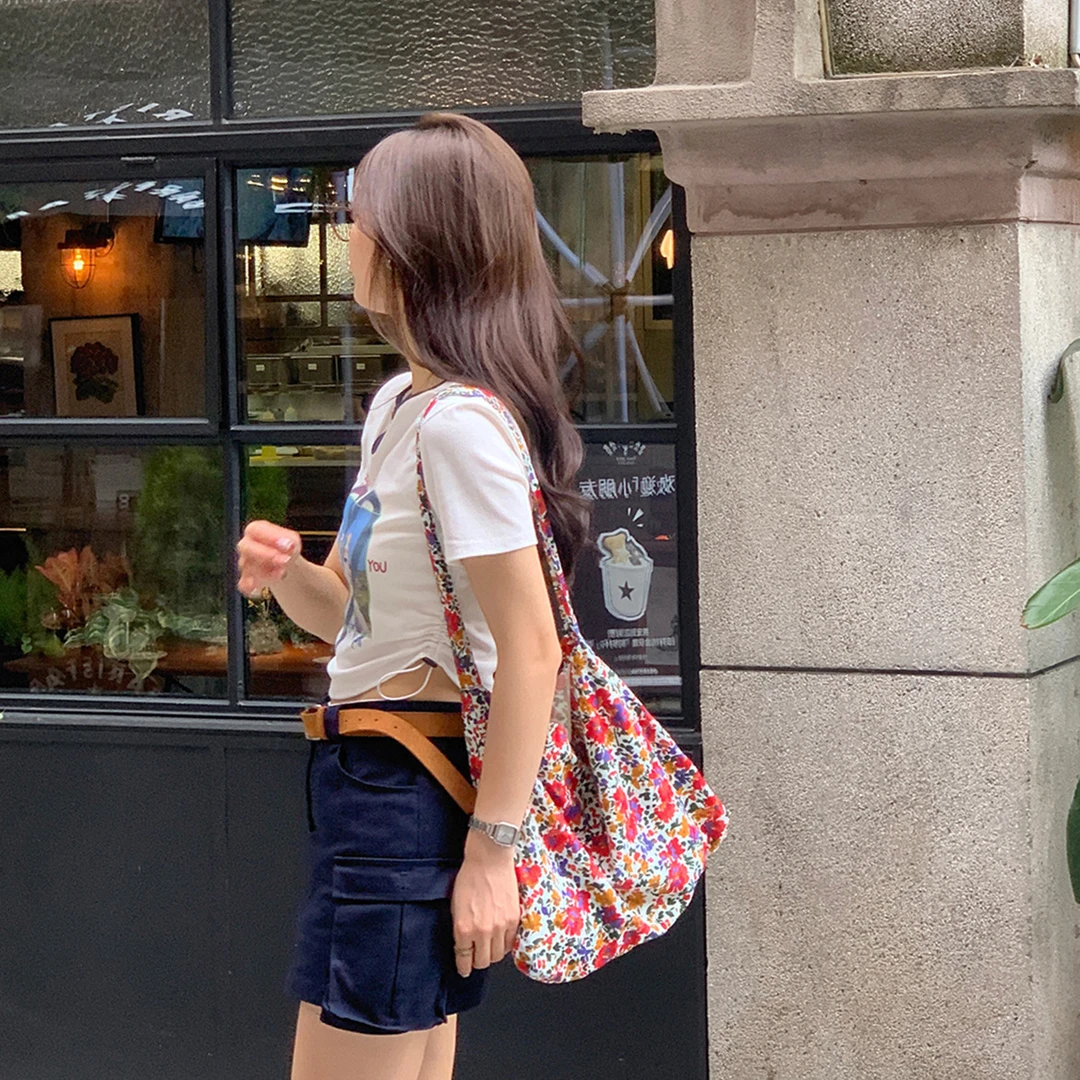 章若楠同款碎花布包韩国ins清新布袋学生复古单肩斜挎包