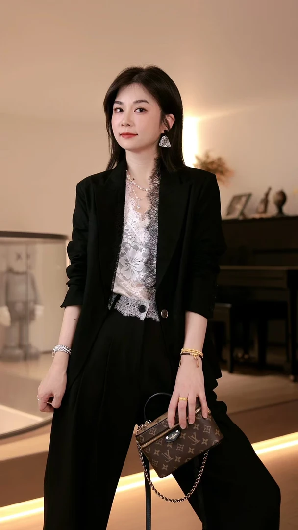 大胡子25年春款长袖一粒扣西装春夏小西装设计感显瘦百搭87082