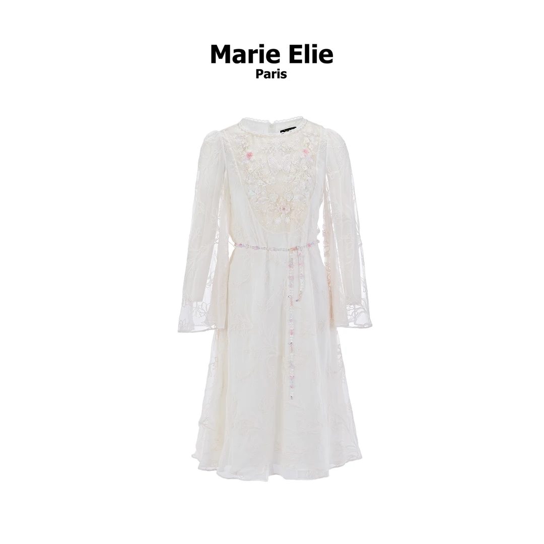 Marie Elie【落叶织花】新款真丝绣花连衣裙EAF11M32134