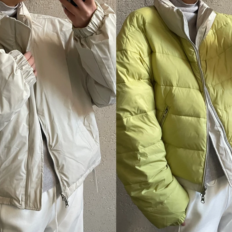 【 雨•美 推荐 】2100绿色韩版立领双面穿棉服