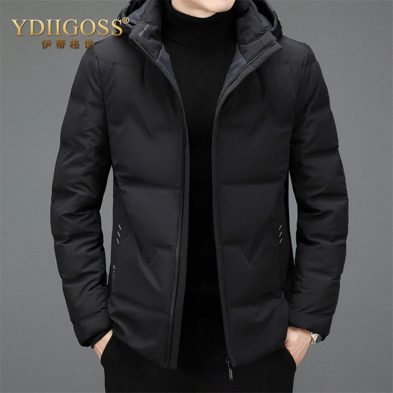 YDIIGOSS白鸭绒羽绒服男冬季2026新品商务户外休闲连帽保暖防寒服