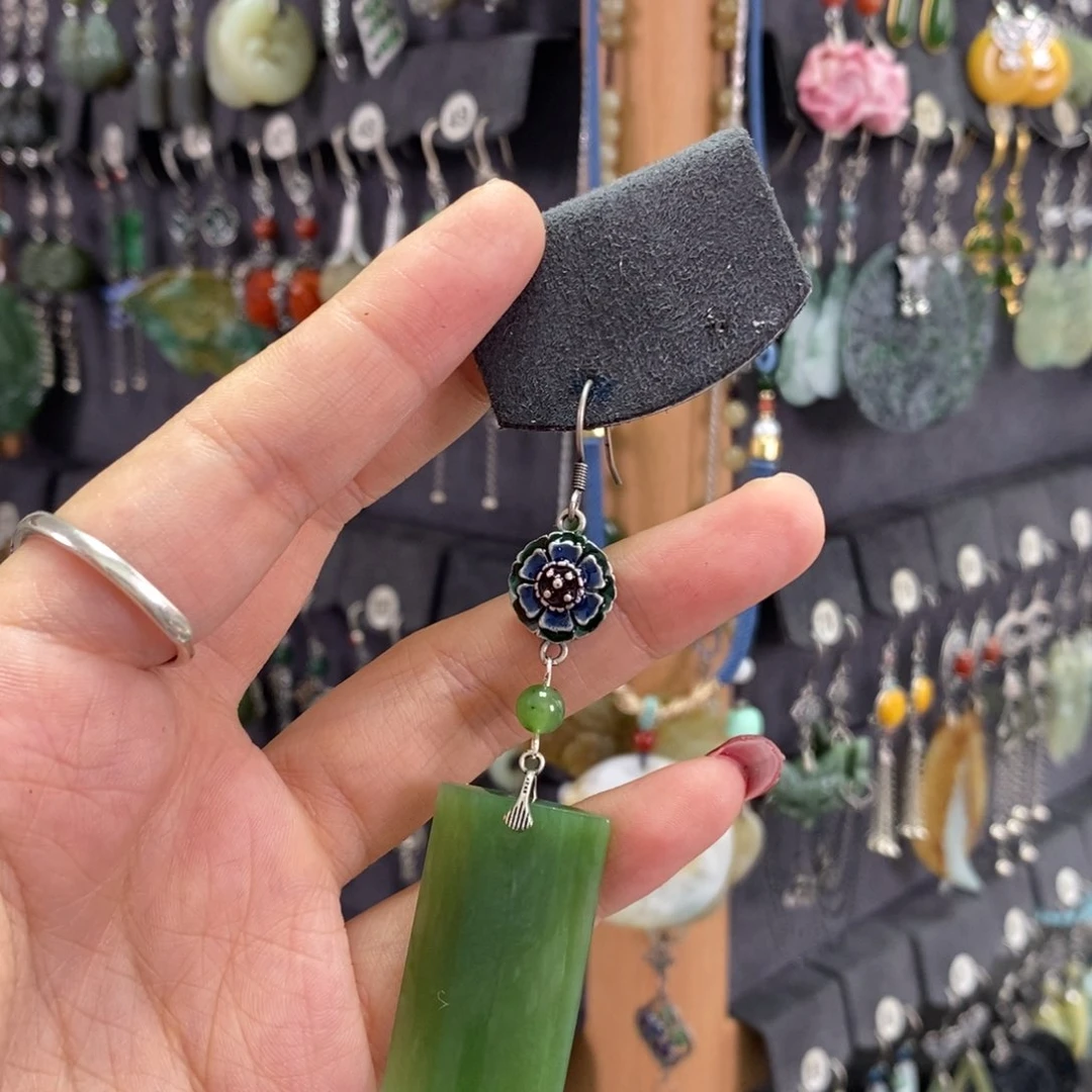 和田玉银S925镶嵌耳饰李*俊X11