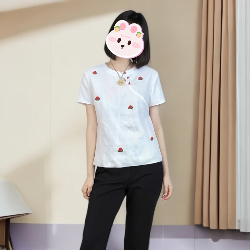 韩系显瘦百搭圆领短袖T恤女2025夏季新款小众设计感独特气质上衣