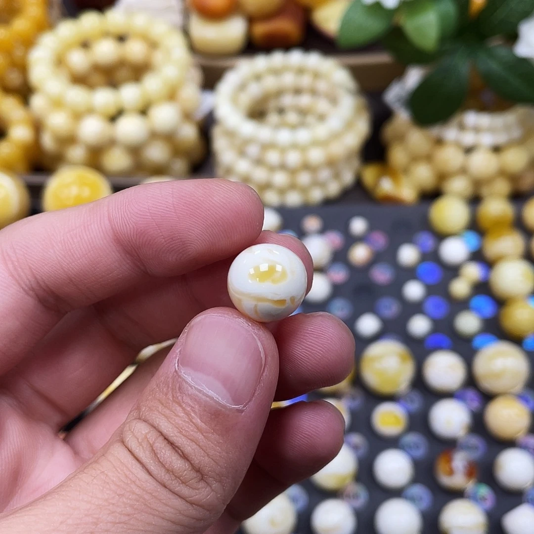 未镶嵌蜜蜡珠宝奇石12.4mm金瓷白天眼花蜡｜椭圆·段掌柜