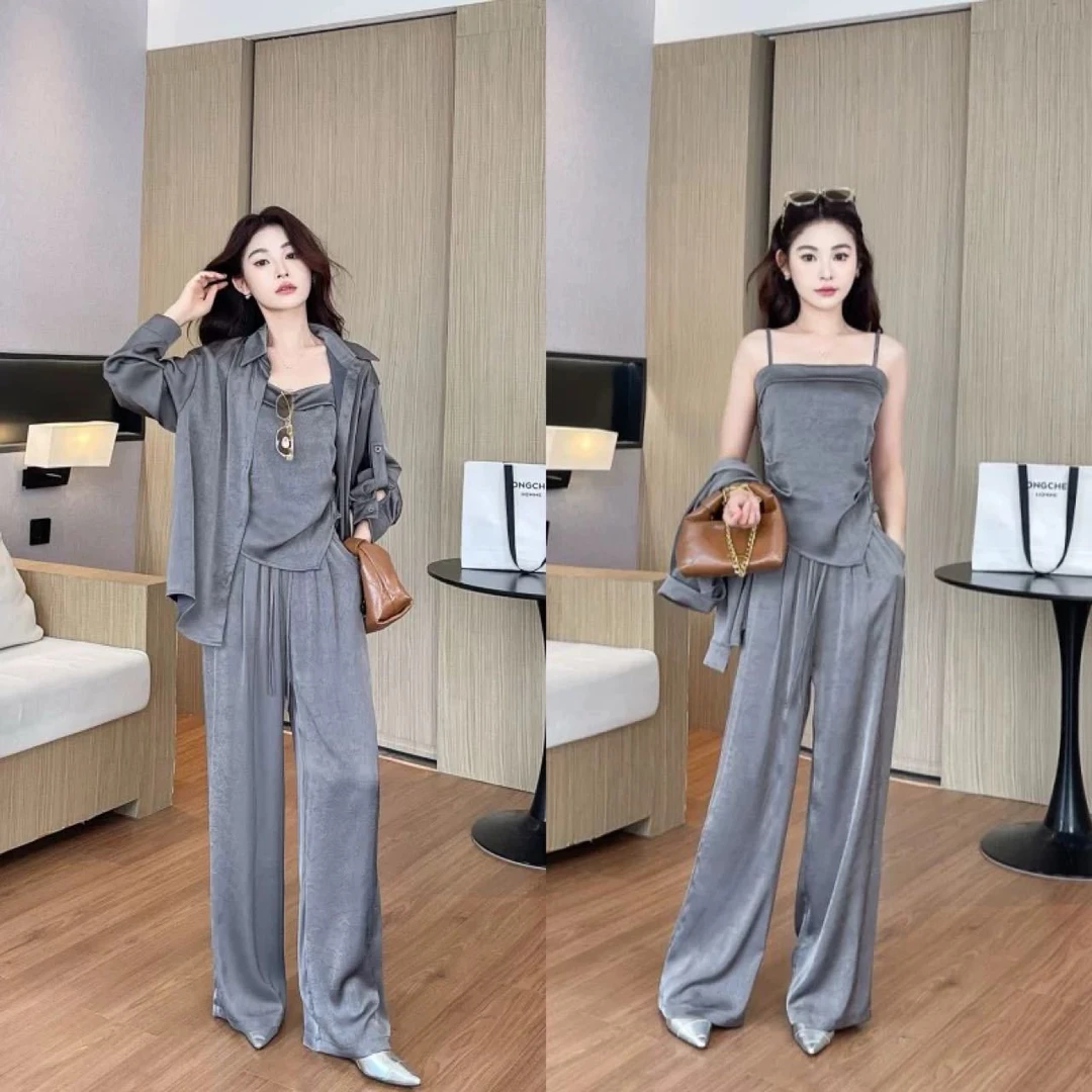 【编码A100-110】2025年显瘦时尚百搭中长款气质温柔套装