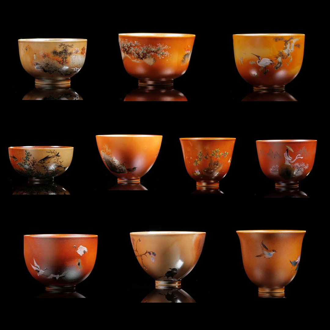 【晚晚精选】293金红精品绘画盲盒单杯 柴烧特性每只不同（随缘发）