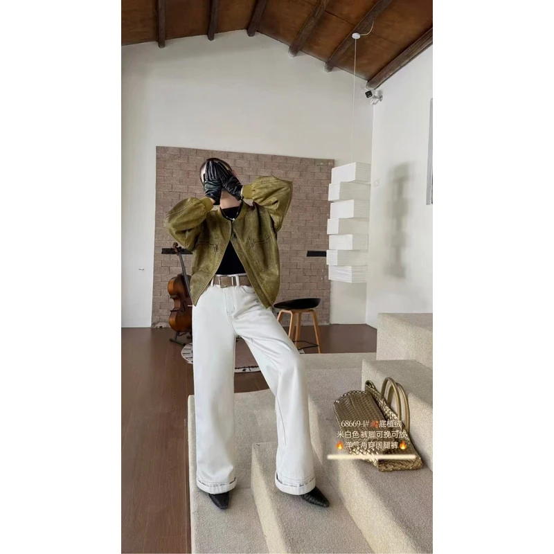 68669-3472 加绒加厚宽松直筒阔腿牛仔裤