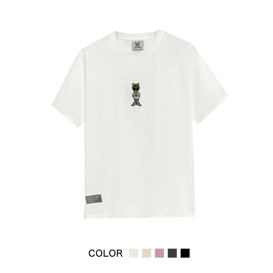 0396【夏季新款】墨镜炫酷狗狗后背大字母潮牌休闲圆领T恤（25103）