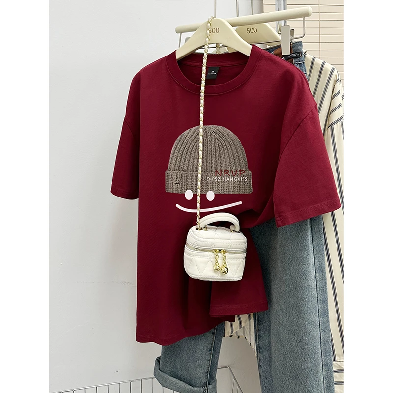 纯棉短袖t恤女2025年夏季新款设计感小众宽松oversize休闲上衣服