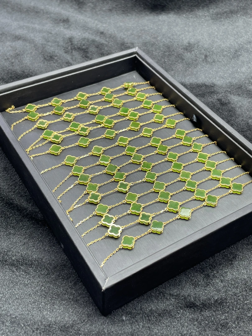 【小耿珠宝】和田碧玉四叶草手链（多样性发其一）