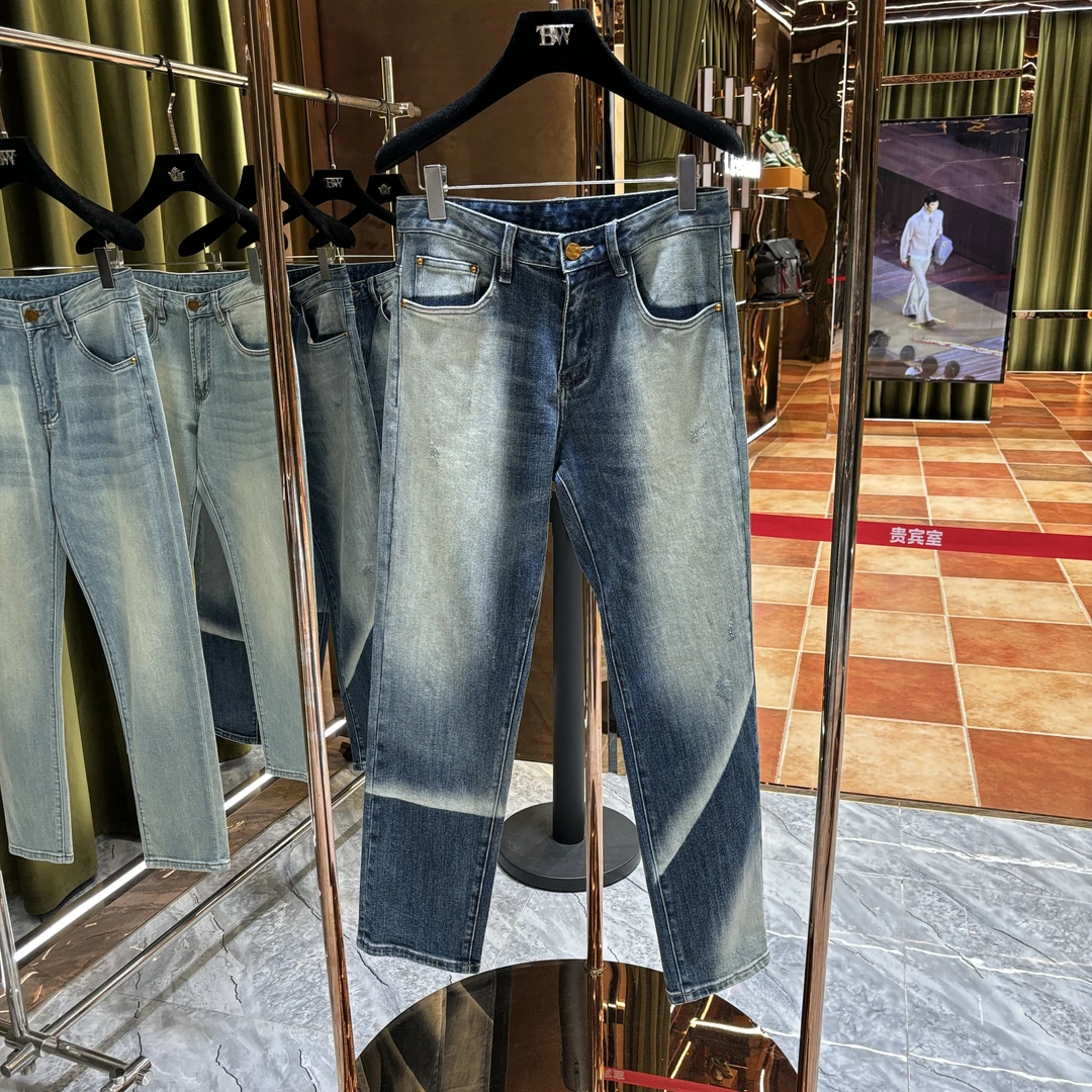 AW-ZX【大师兄专属】2026ss春夏季轻奢潮牌重工定制洗水牛仔裤77309