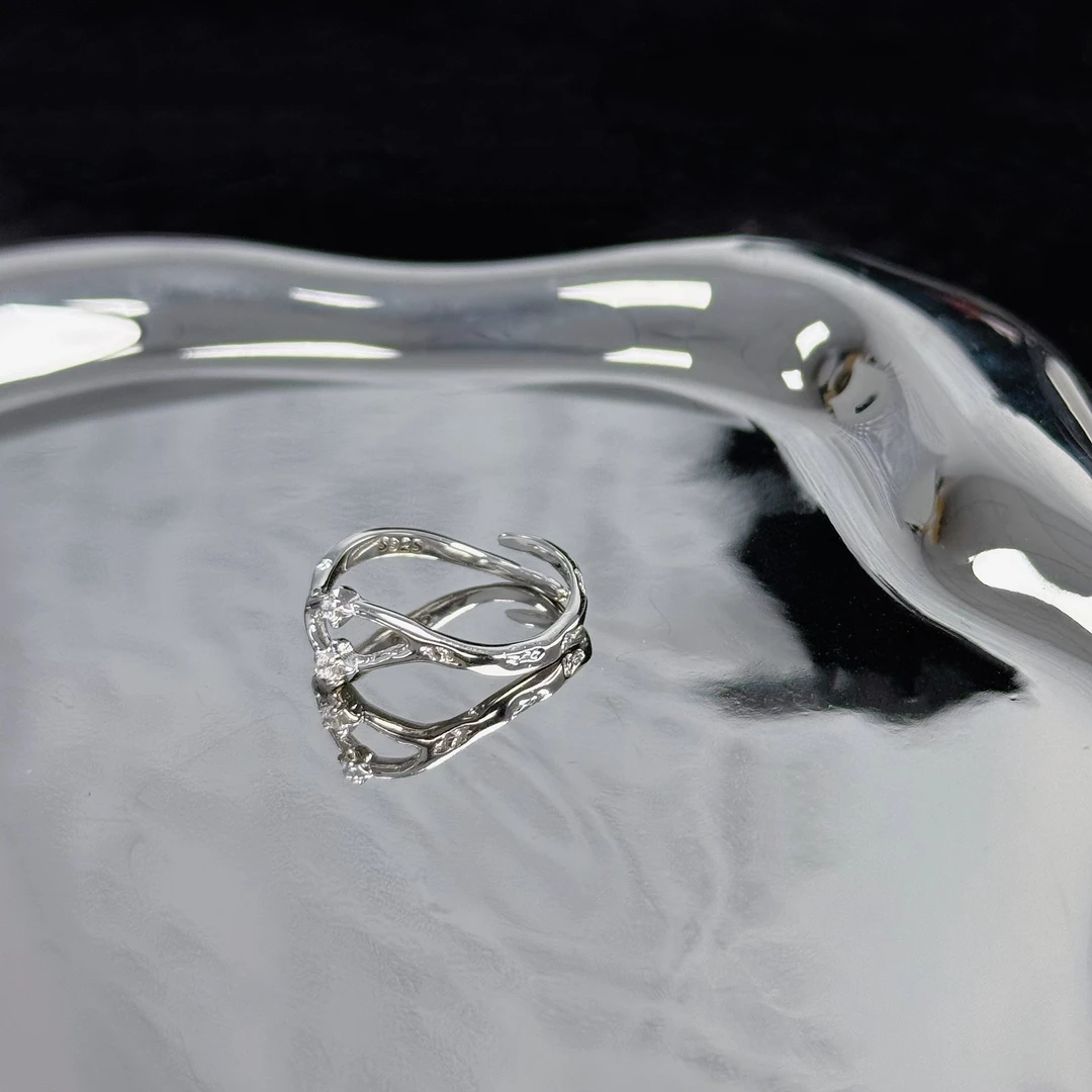 925银戒指 双星藤曼缠绕s925银饰戒指冷淡风小众百搭高级感指环