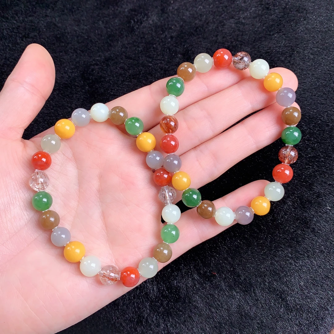 【麦子家族夏日特惠】天然和田玉多宝手串7-8百搭多样性发1 D2140
