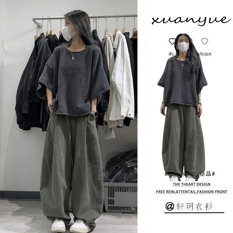 夏季一整套时尚穿搭女2025新款韩版宽松短袖上衣潮流休闲裤两件套