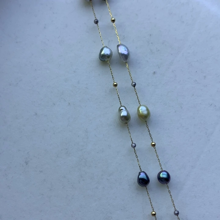 18K金镶嵌颈饰海水珍珠露