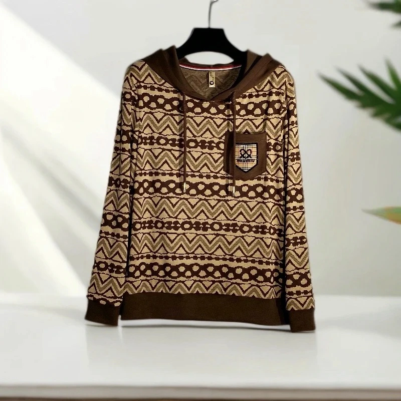 【美拉得西海岸】欧韩时尚卫衣连帽宽松长袖秋冬抽绳印花春秋