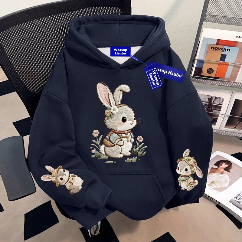 WASSUP HSUBE小众ins潮流百搭连帽卫衣设计感趣味休闲上衣情侣装