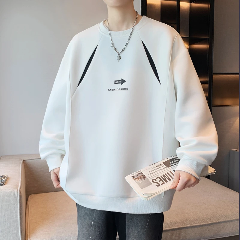 春秋季圆领长袖常规男高中生宽松版卫衣韩版百搭学院风男士ins