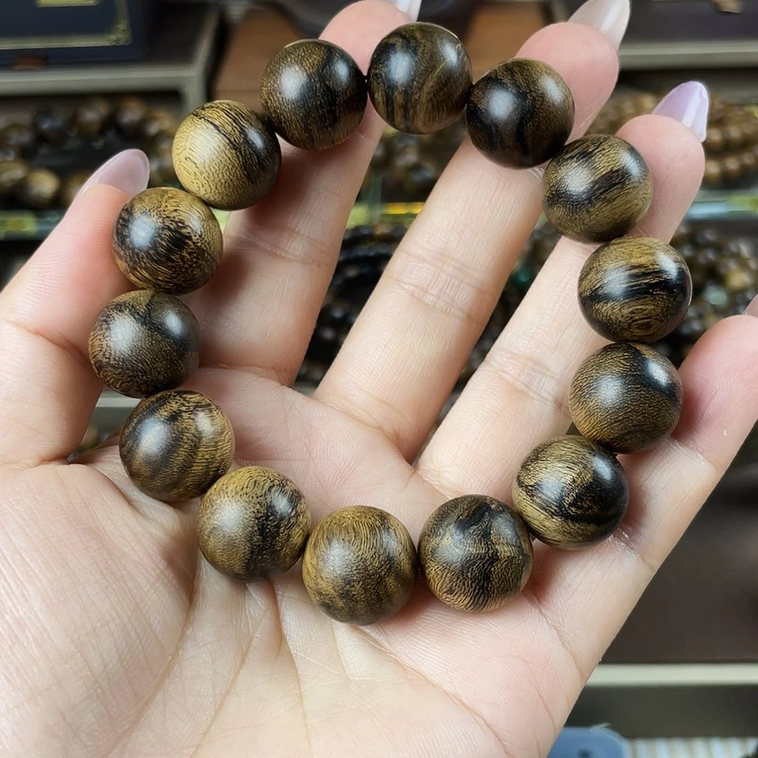 法***海沉香手串越南芽庄老白棋玉化老料瘤疤虎皮1.6