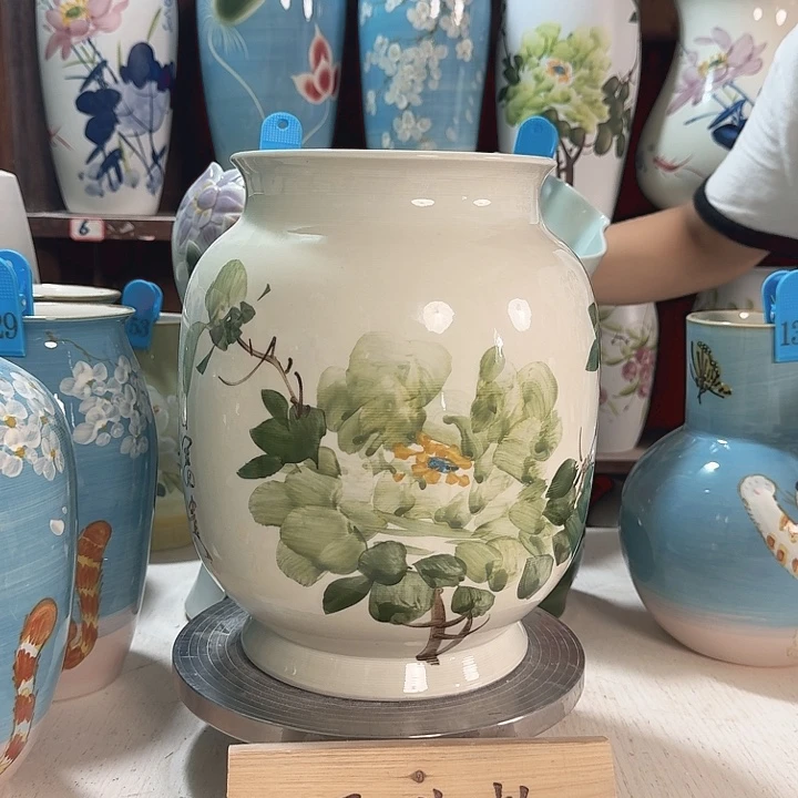 冬瓜高27绿绿牡丹新款陶瓷陶瓷陶瓷