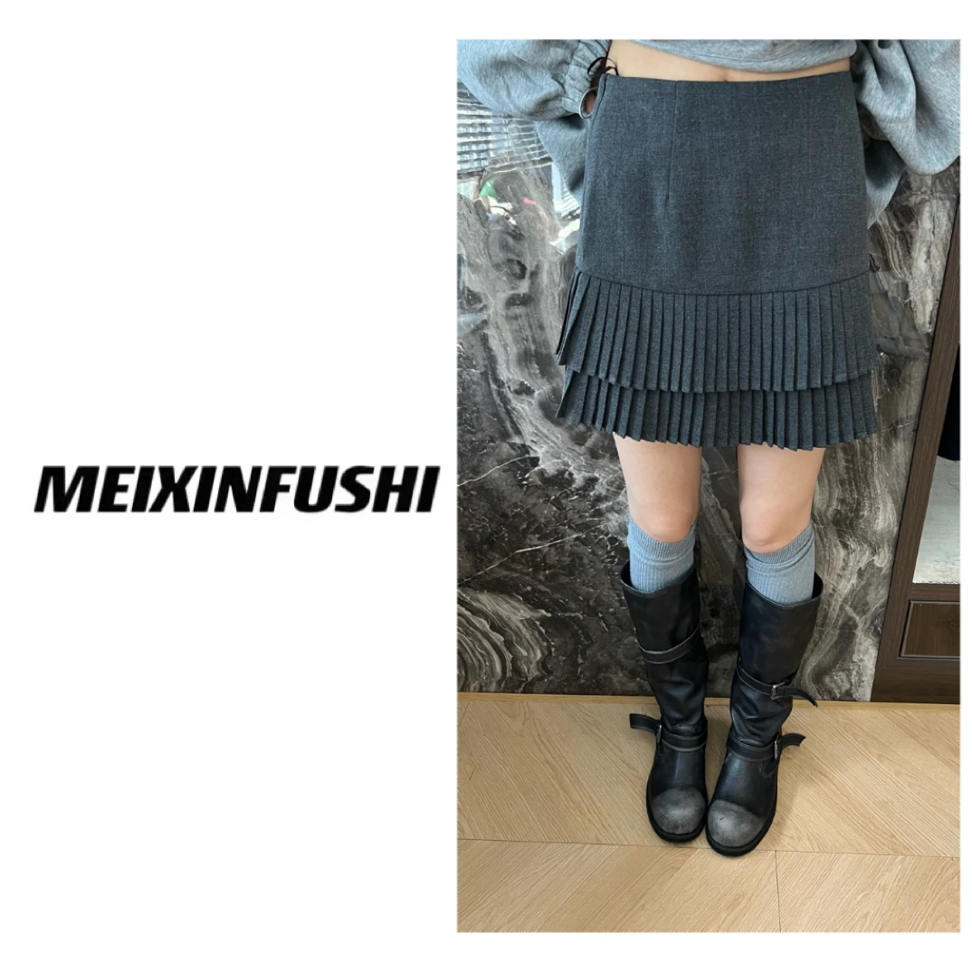 【Mei Xin】双层百褶设计短裙/5771/D